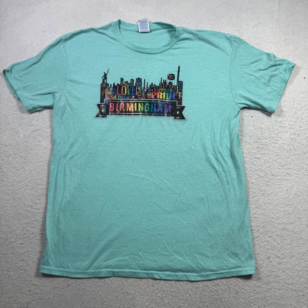 Delta Ringspun Birmingham Pride Graphic T-Shirt Mens XL Green Good Skyline
